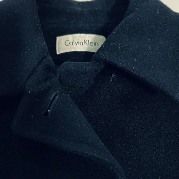 Vintage 1990s Calvin Klein 100% Merino Wool Single Breasted Walker Car Coat - 8 - Picture 15 of 15